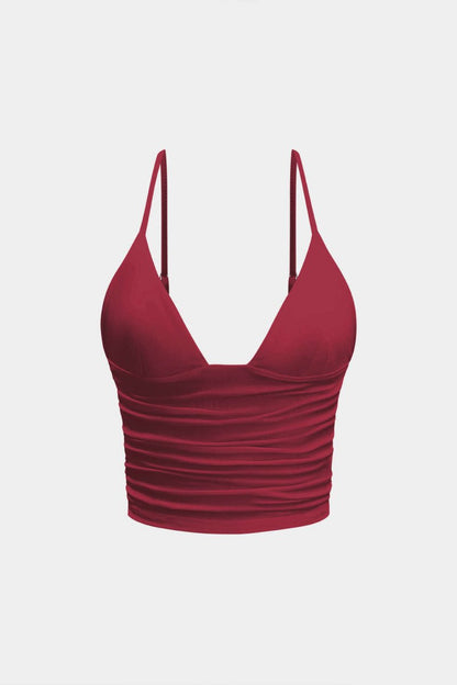 V - Neck Slip Cami Top - MISMIMCWTT2504140079-BURGUNDY-XS