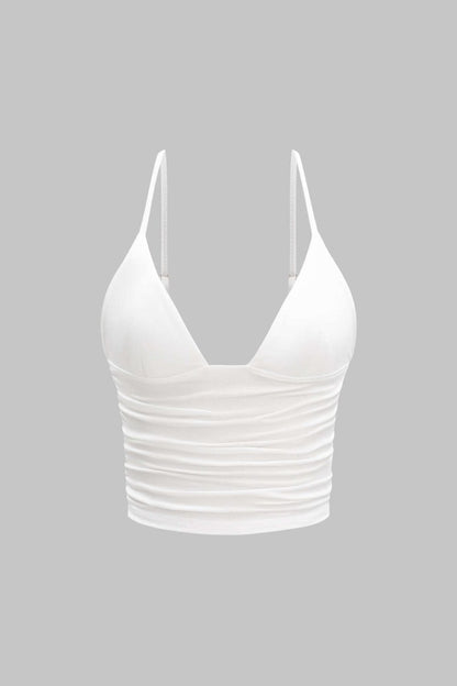 V - Neck Slip Cami Top - MISMIMCWTT2504140079-WHITE-XS