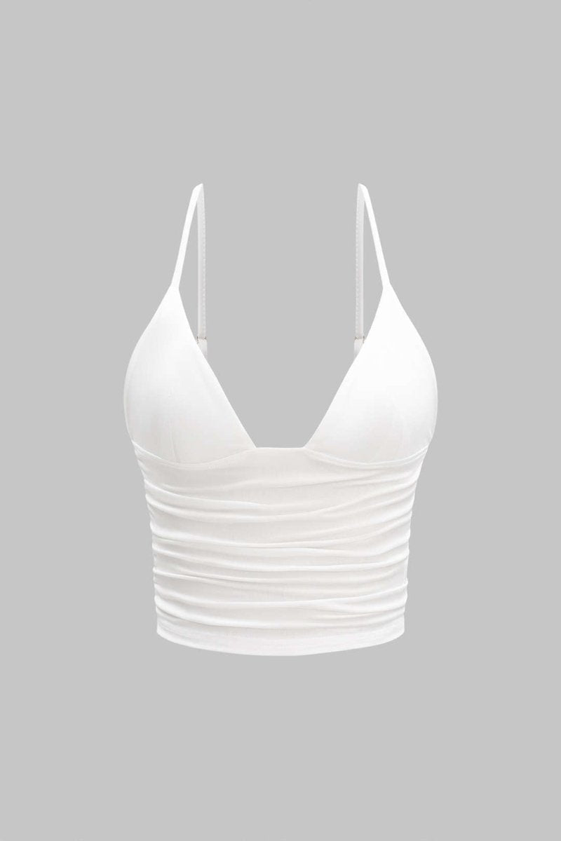 V - Neck Slip Cami Top - MISMIMCWTT2504140079-WHITE-XS