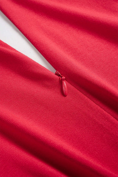 V - Neck Tie Front Ruched Sleeveless Mini Dress - MISMIMCWDC2504010013-RED-XS