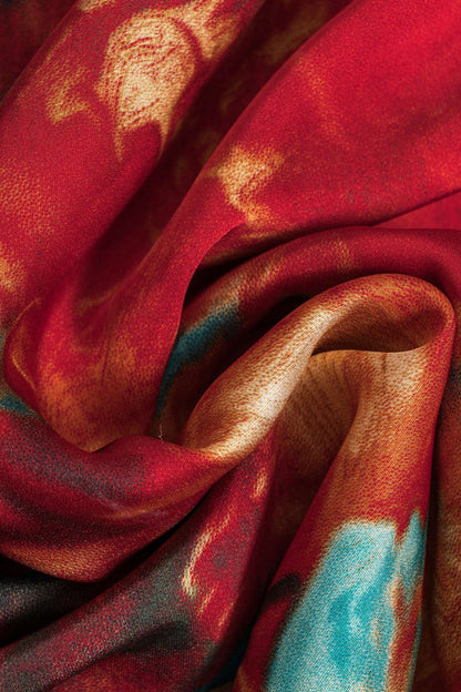 Watercolor Print Satin Ruched Drawstring Slip Mini Dress - MISMIMCWDC2412250027-GREEN-XS