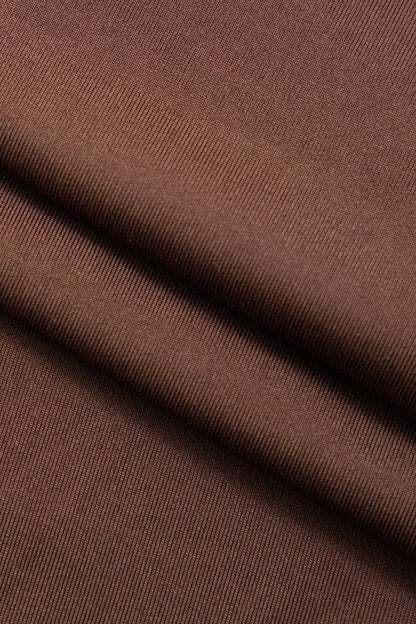 Wrap Ruched High Neck Long Sleeve Maxi Dress - MISMIMCWDA2309180103-COFFEE-XS