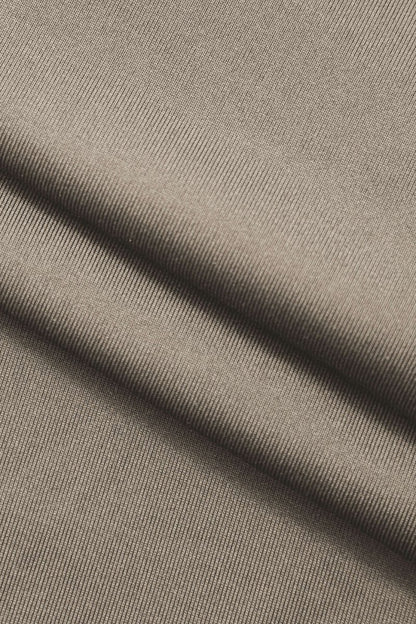 Wrap Ruched High Neck Long Sleeve Maxi Dress - MISMIMCWDA2309180103-KHAKI-XS