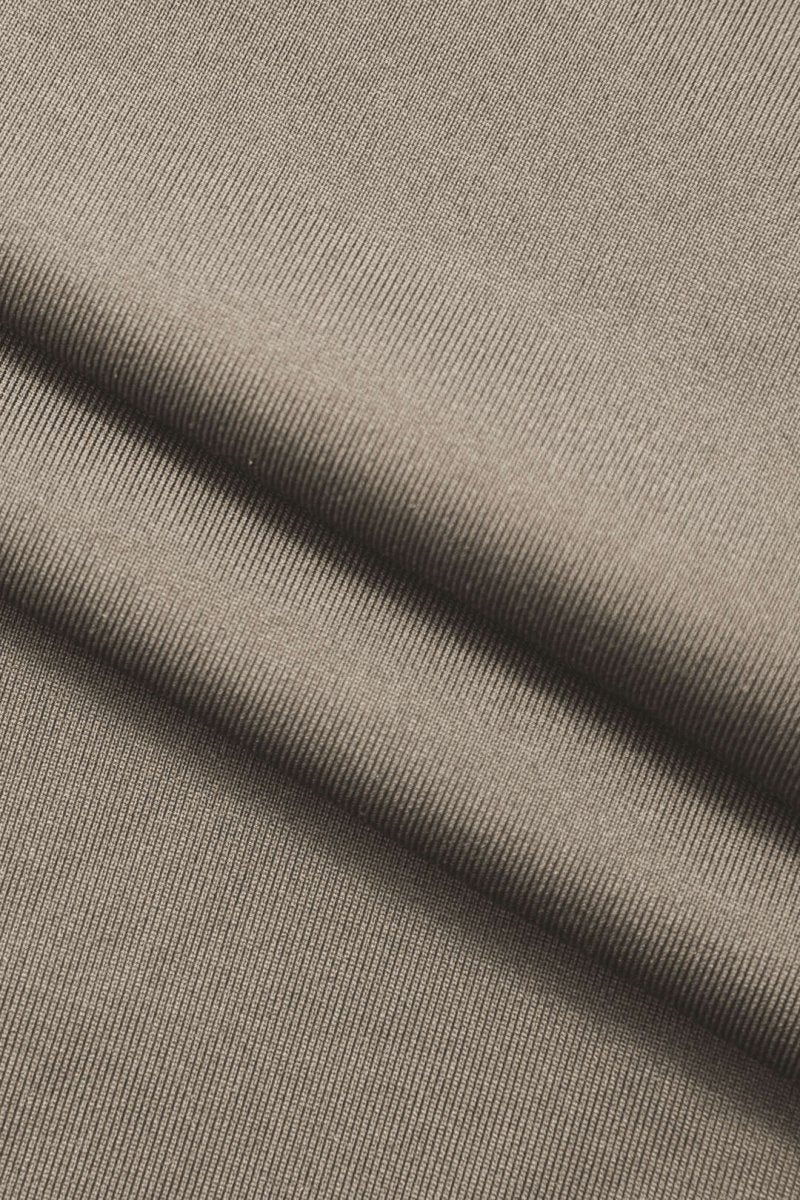 Wrap Ruched High Neck Long Sleeve Maxi Dress - MISMIMCWDA2309180103-KHAKI-XS