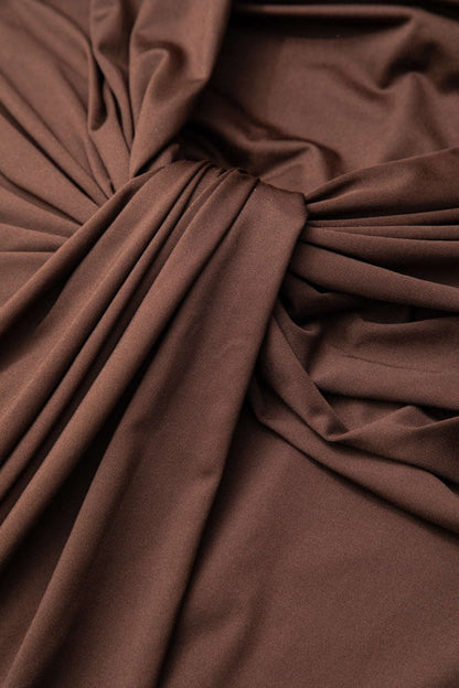 Wrap Ruched High Neck Long Sleeve Maxi Dress - MISMIMCWDA2309180103-COFFEE-XS