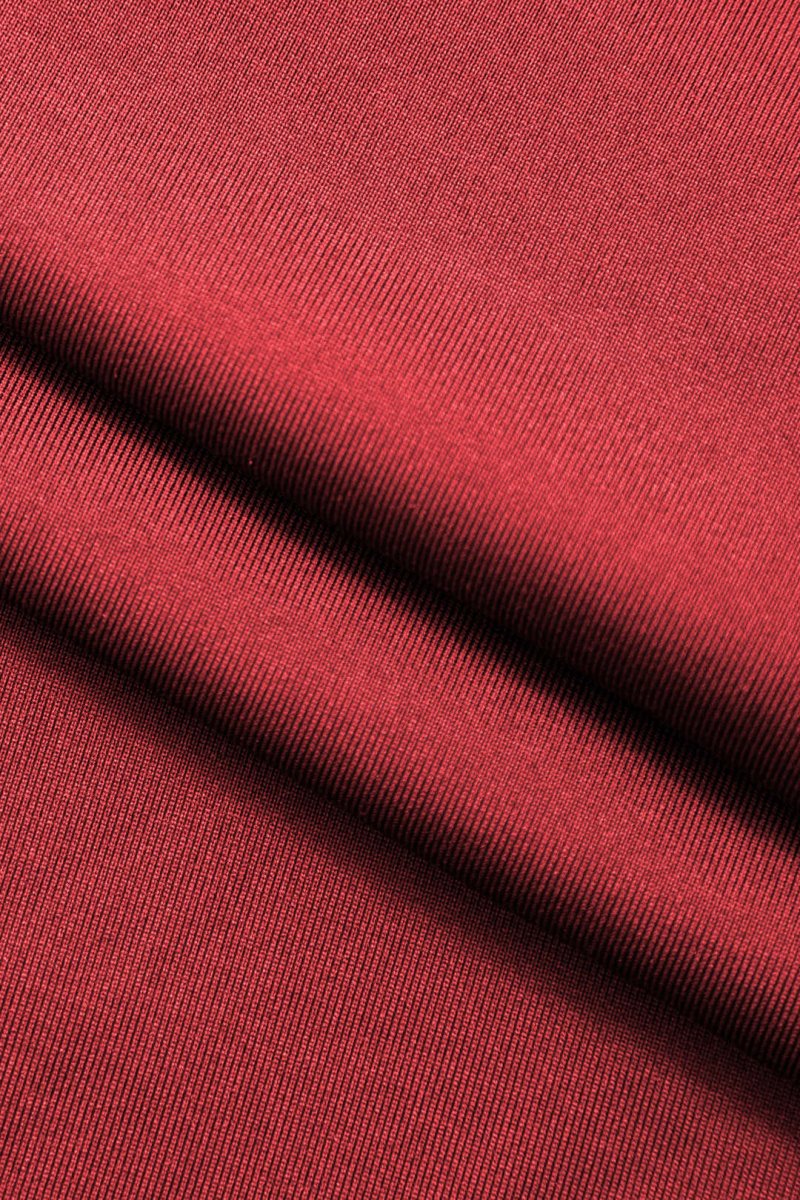 Wrap Ruched High Neck Long Sleeve Maxi Dress - MISMIMCWDA2309180103-RED-XS